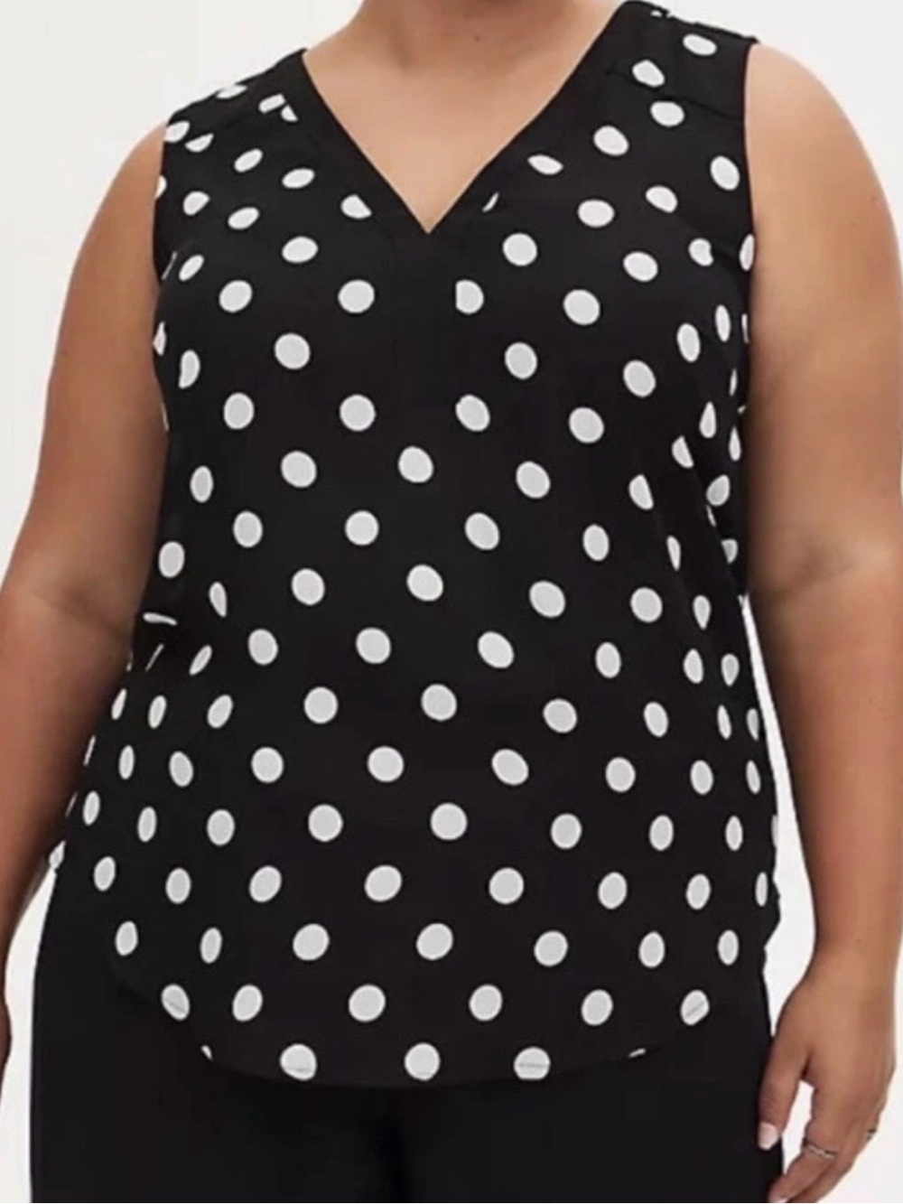 torrid Black Tank Top with White Polka Dots